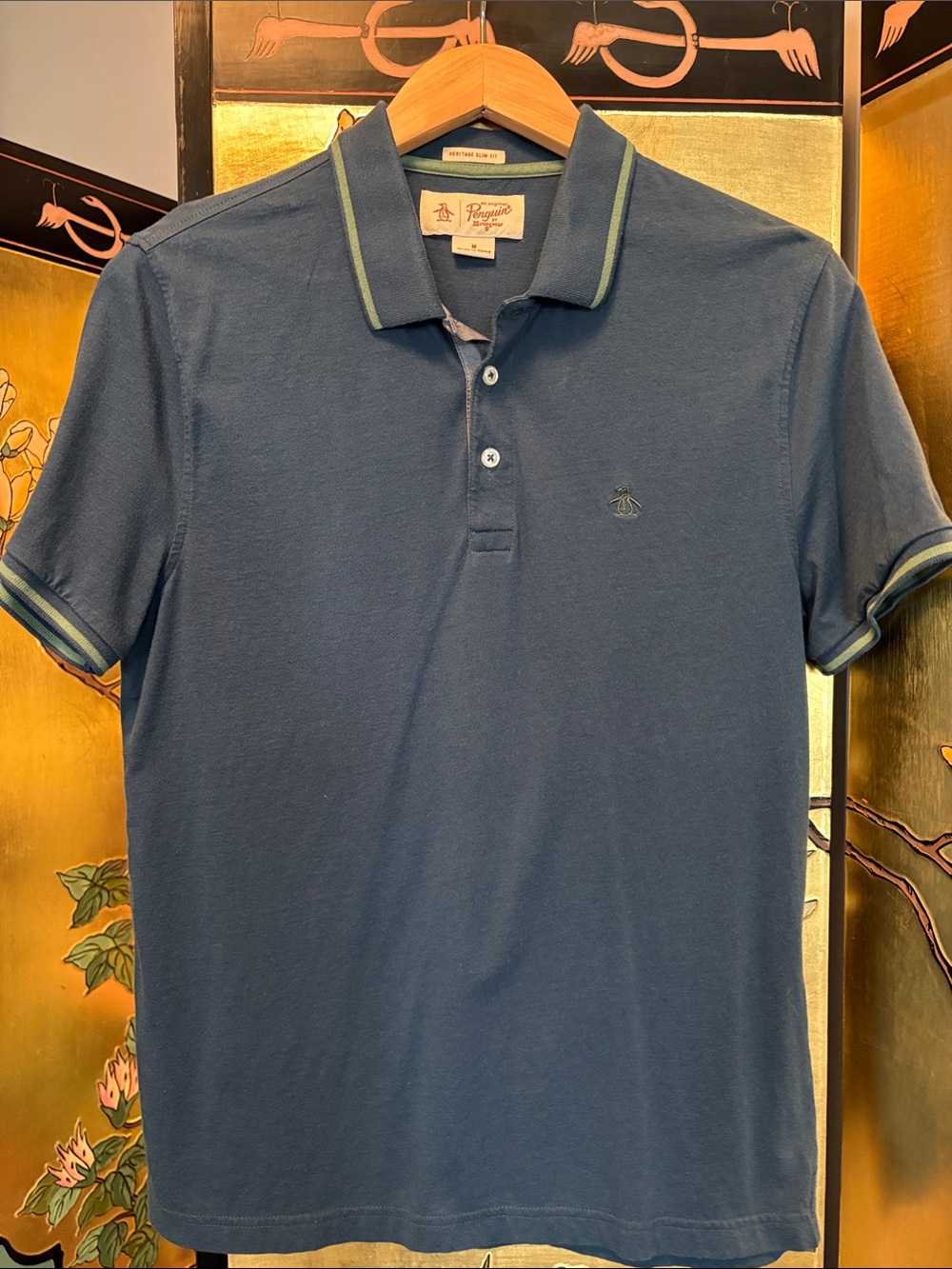 Original Penguin Men's Slate Blue Polo with Contrast Trim